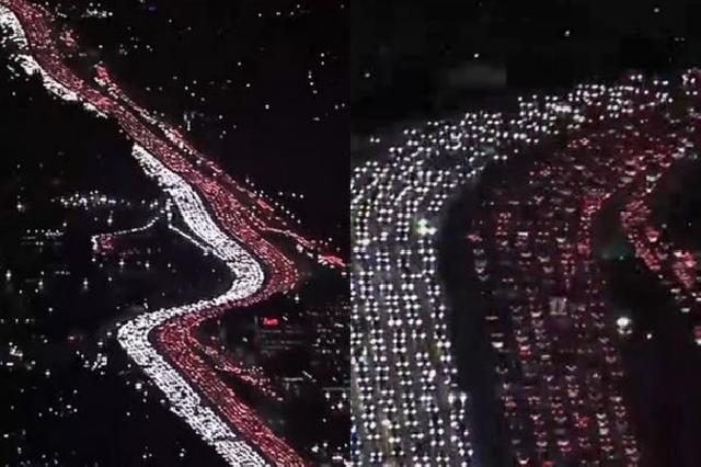 Los-Ancelesdəki trafik sıxlığının heyrətamiz görüntüsü