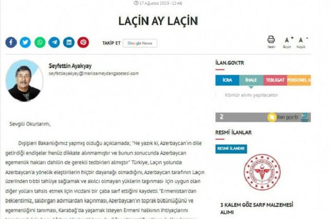 Laçın həqiqətləri Türkiyə mediasında