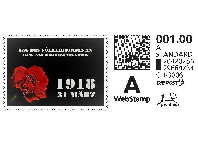 31 Mart soyqırımının 100 illiyi ilə bağlı poçt markası