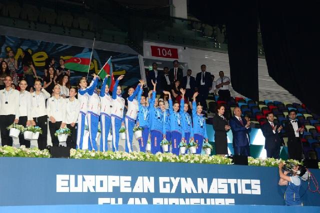Bakıda bədii gimnastika üzrə Avropa çempionatının qalib komandaları mükafatlandırılıb