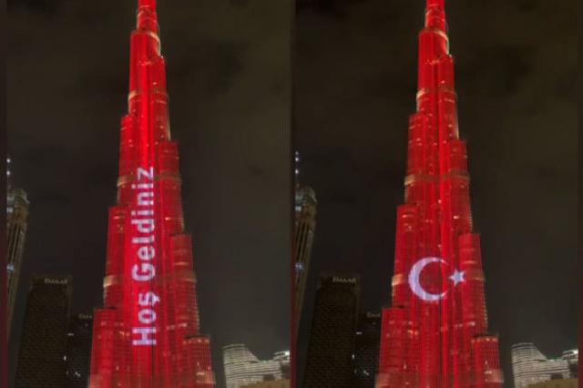 Dünyanın ən hündür tikilisi Türkiyə bayrağının rənglərinə boyandı